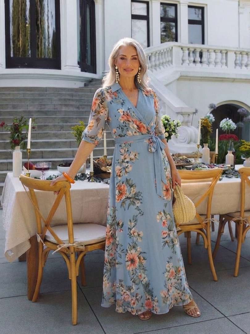Floral Wrap Maxi Dress in Multicolour — VerolynBoutique