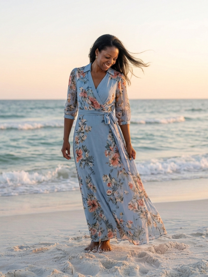 Floral Wrap Maxi Dress in Multicolour — VerolynBoutique