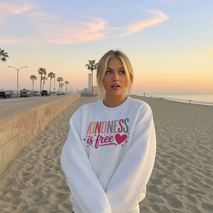 Kindness Is Free Sweater in White — VerolynBoutique