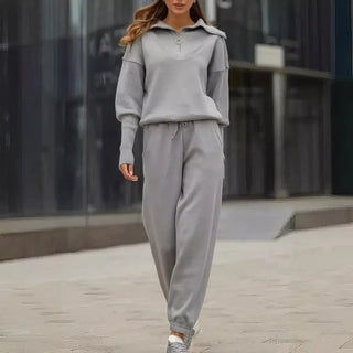 Half-Zip Knit Jumper Jogger Set in Black — VerolynBoutique