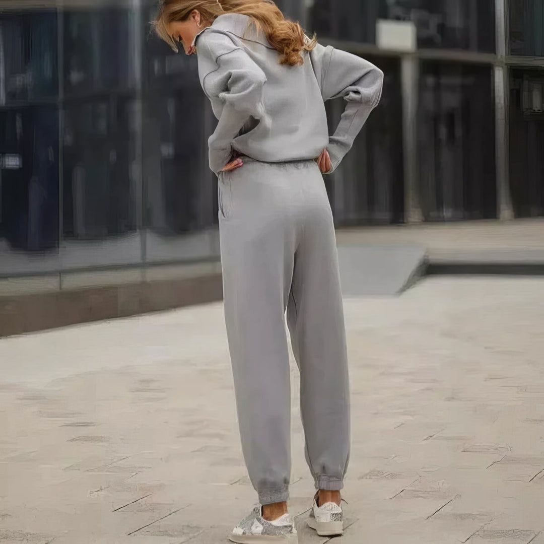 Half-Zip Knit Jumper Jogger Set in Black — VerolynBoutique